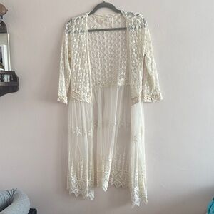 Elegant Cream Lace Cardigan